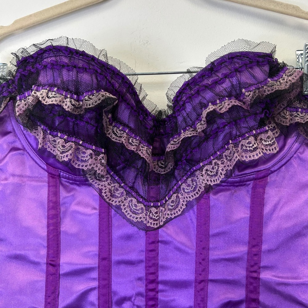 Starline Purple Corset Top Women's‎ Size 34 Small Lace Up Side Zipper Coquette - Picture 6 of 9